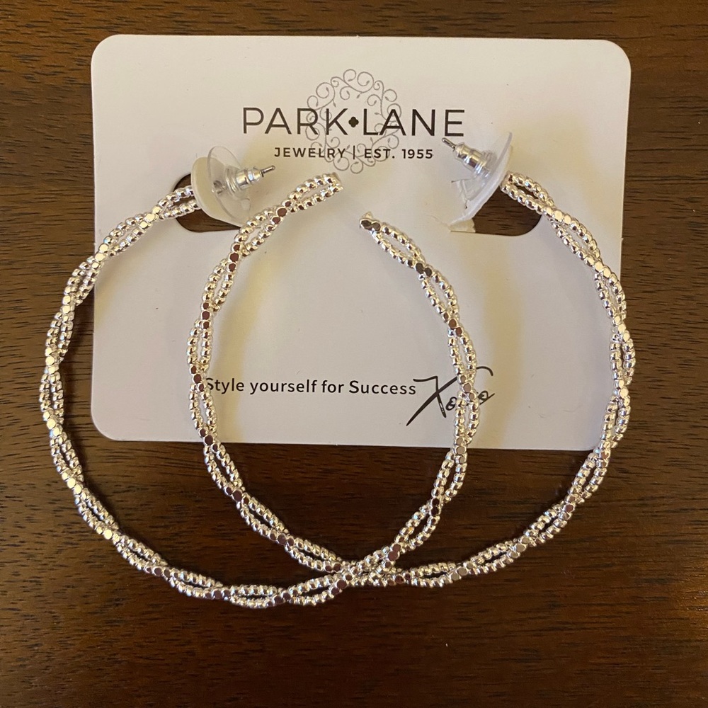 Park Lane Twisted Silver Hoop Earrings